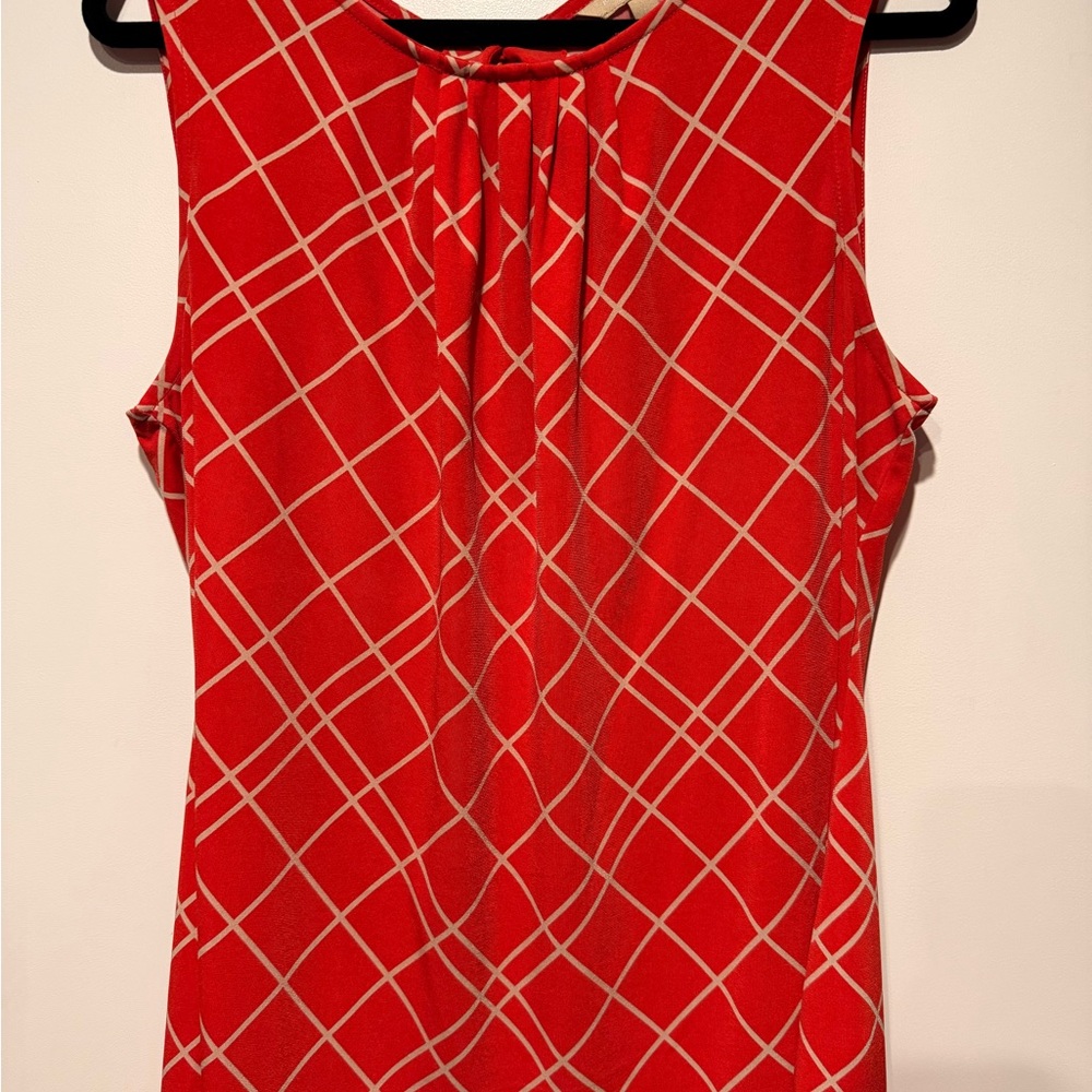 Banana Republic Red and White Sleeveless Blouse